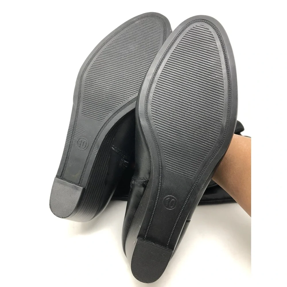 A NEW‎ DAY Womens 10 Tall Faux Leather Boots Low Wedge